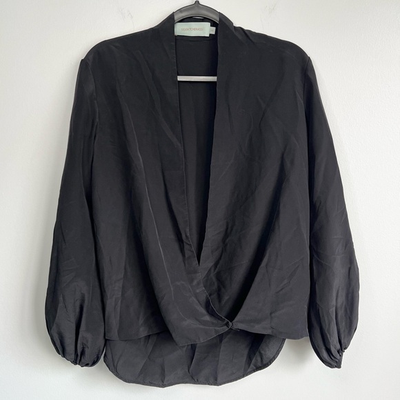 Silvia Tcherassi Size XS • Black Silk Long Sleeve V Neck Blouse. - Picture 1 of 3